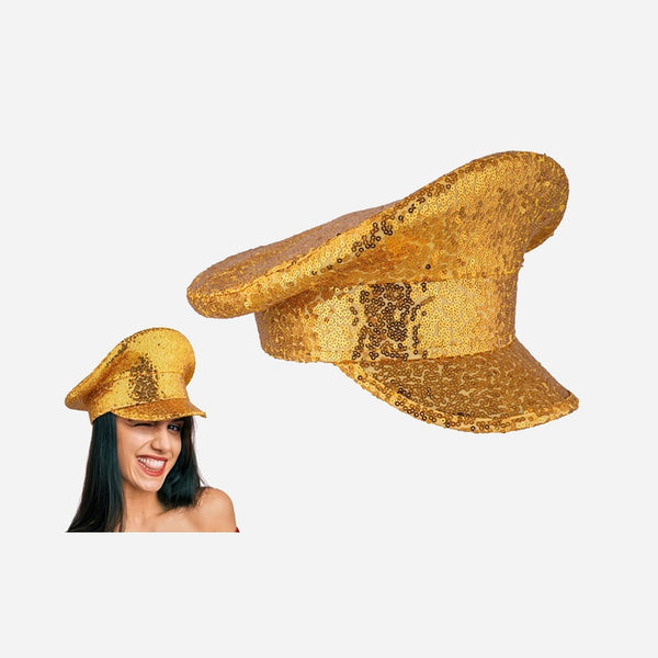 Casquette géante avec sequins or adulte fantaisie