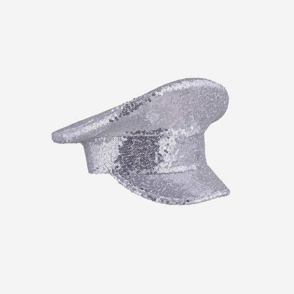 Casquette géante avec sequins argent adulte fantaisie