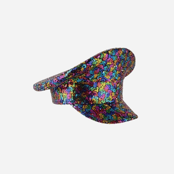 Casquette géante avec sequins multicolore adulte fantaisie