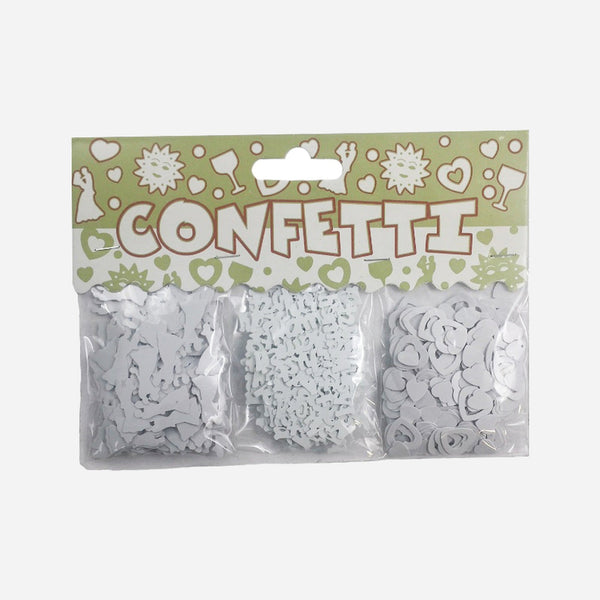 Lot de 3 sachets confettis de table mariage blanc