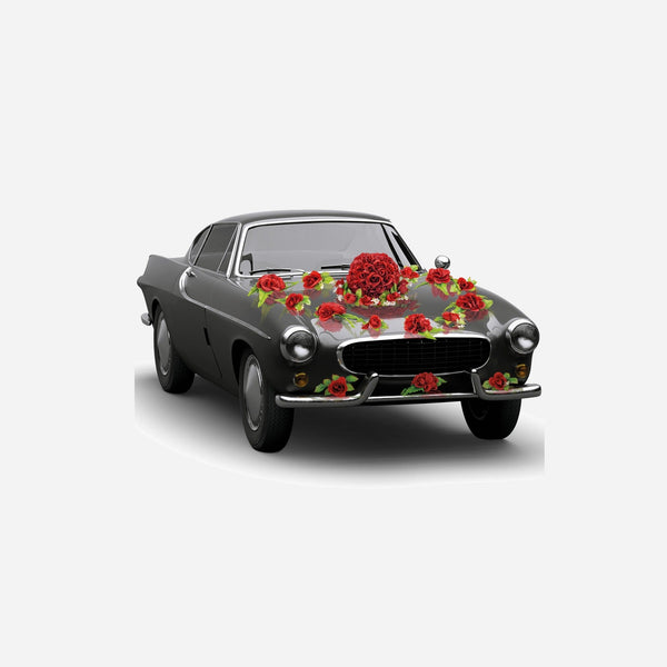 Lot de fleurs en plastique pour décoration de voiture rouge