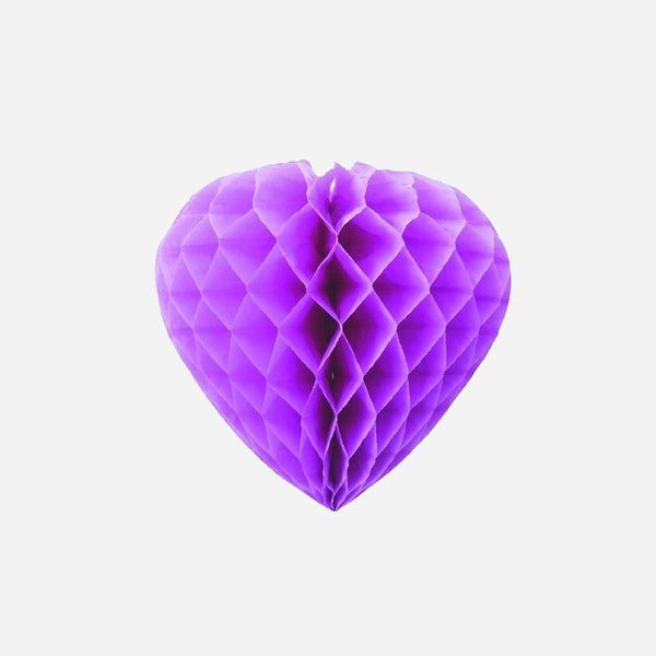 Décoration coeur festonnée violet 30 cm