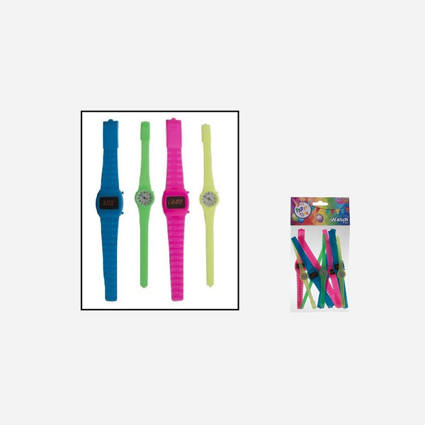 Lot de 12 fausses montres holographique multicolores 18 cm