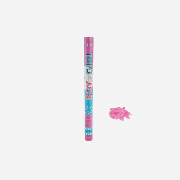 Canon à confettis papier baby shower rose 60 cm