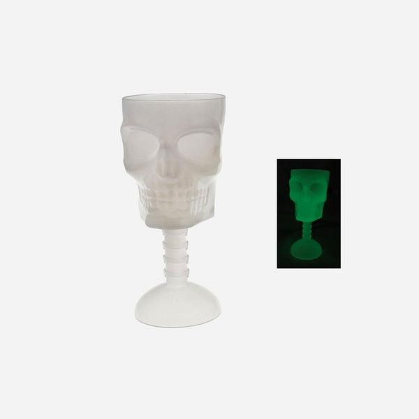 Coupe sur pied motif crâne Glow in the Dark fluorescente 18.5 cm