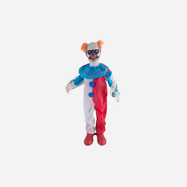 Zombie clown lumineux sonore et motorisé 95 cm