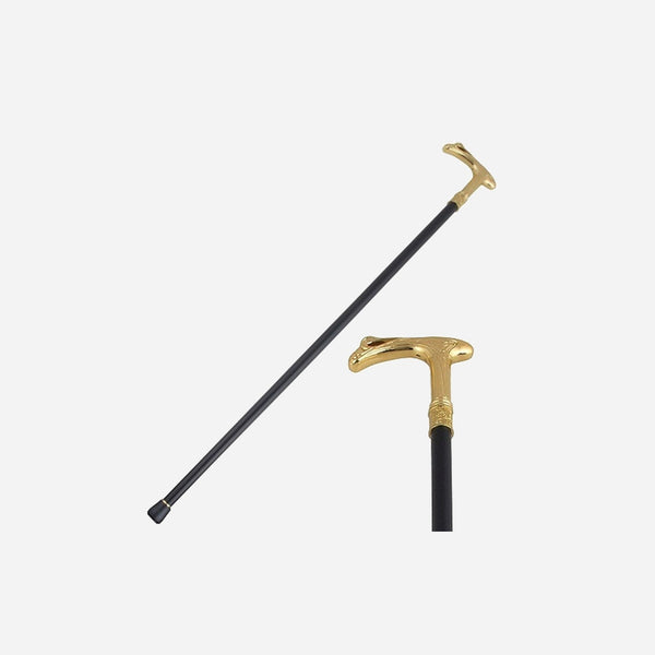 Canne métallique droite pommeau or luxe 95 cm