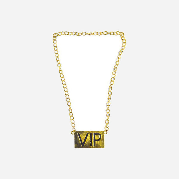 Collier VIP en métal brillant or