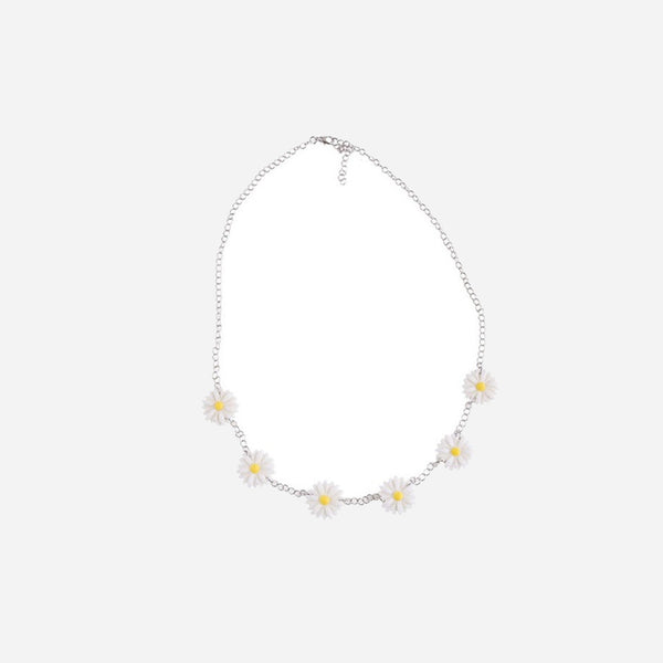 Collier fleurs 6 marguerites fantaisie