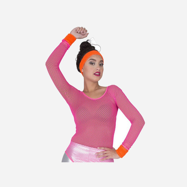 Set bandeau et bracelets éponge néon orange 3 pièces