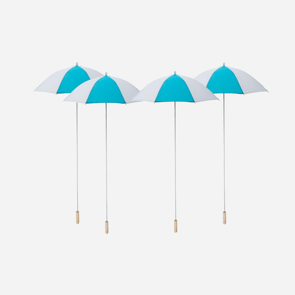 Lot de 4 parapluies clown turquoise & blanc 1,05 m