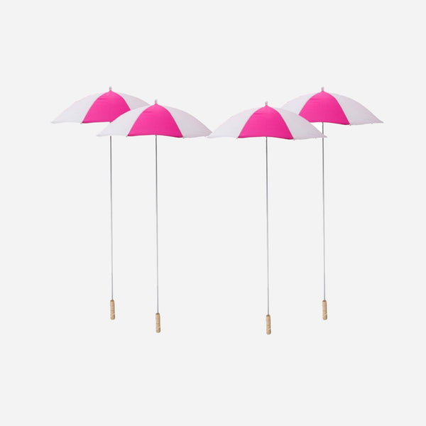 Lot de 4 parapluies clown fuchsia & blanc 1,05 m