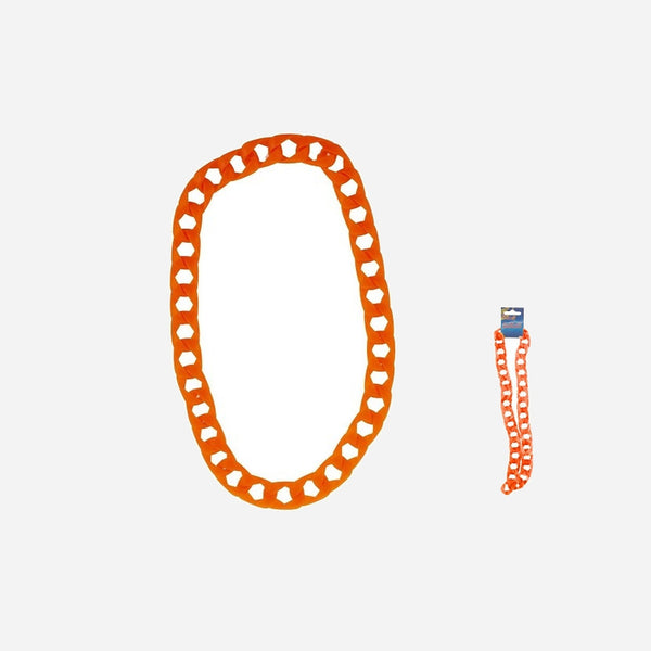 Collier rappeur grands anneaux néon fluo orange 40 cm fantaisie