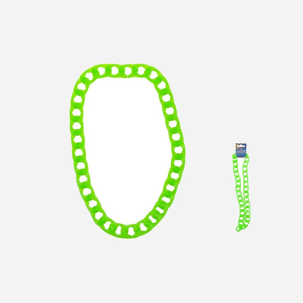 Collier rappeur grands anneaux néon fluo vert 40 cm fantaisie