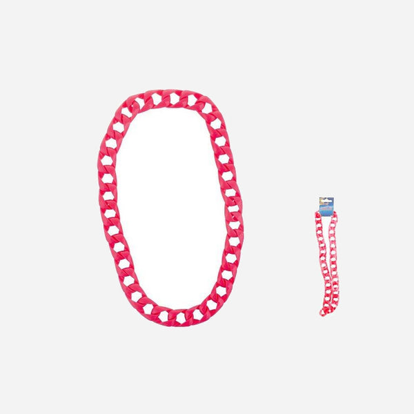 Collier rappeur grands anneaux néon fluo rose 40 cm fantaisie