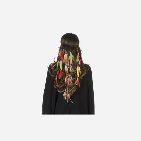 Bandeau avec plumes multicolores luxe 50 cm