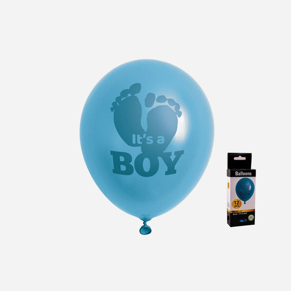 Lot de 12 ballons de fête bleu motif it's a boy 30 cm