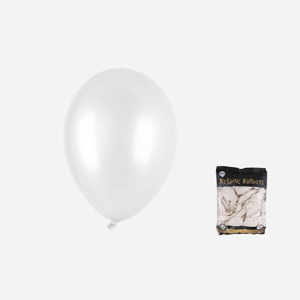 Ballon latex métallisé blanc 27 cm