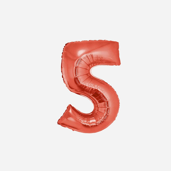 Ballon chiffre "5" en aluminium rouge 1 m