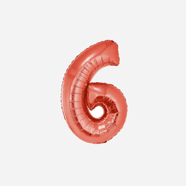 Ballon chiffre "6" en aluminium rouge 1 m