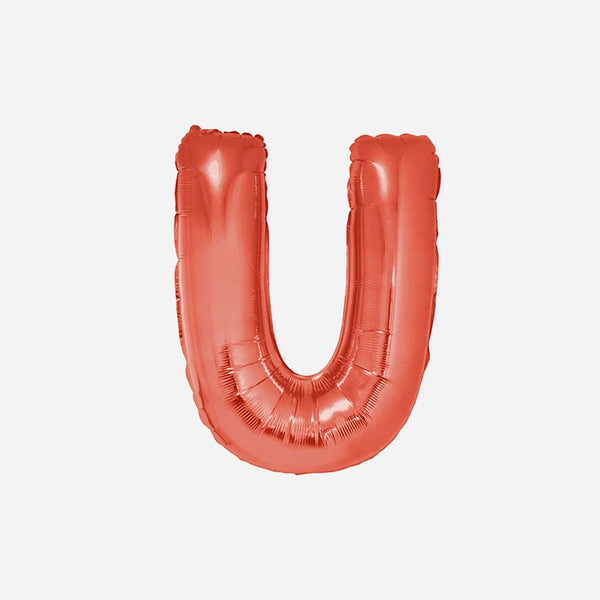 Ballon lettre "U" en aluminium 1 m rouge