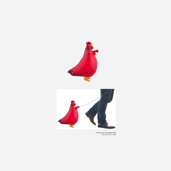 Ballon aluminium coq rouge 63 × 42 cm