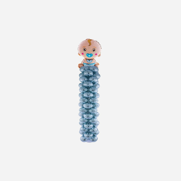 Kit support avec ballons aluminium motif baby boy bleu 1,75 m