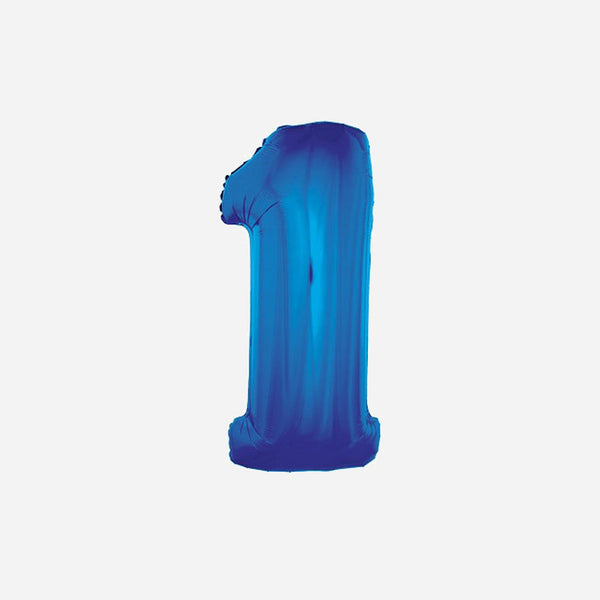 Ballon chiffre "1" en aluminium bleu 1 m