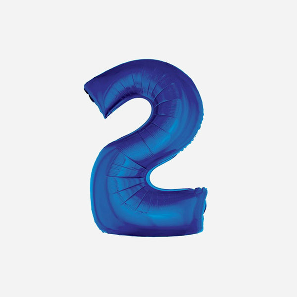 Ballon chiffre "2" en aluminium bleu 1 m
