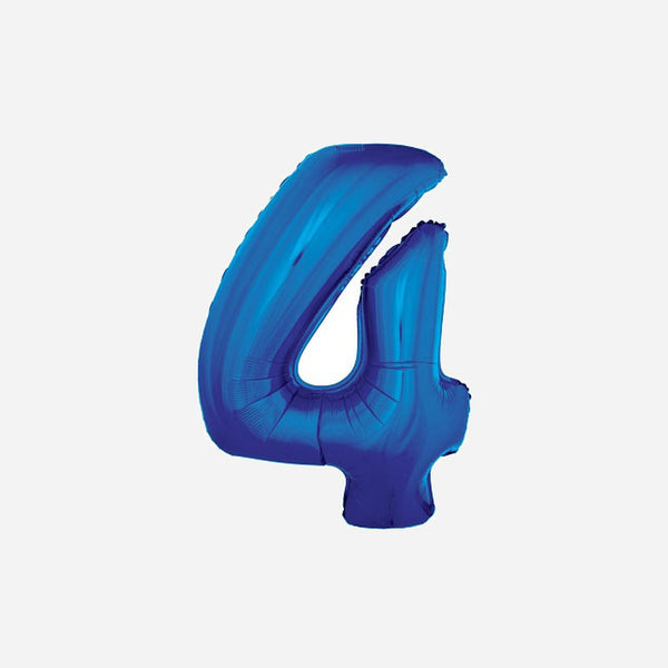 Ballon chiffre "4" en aluminium bleu 1 m