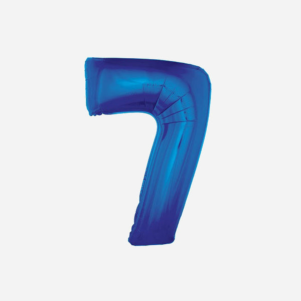 Ballon chiffre "7" en aluminium bleu 1 m