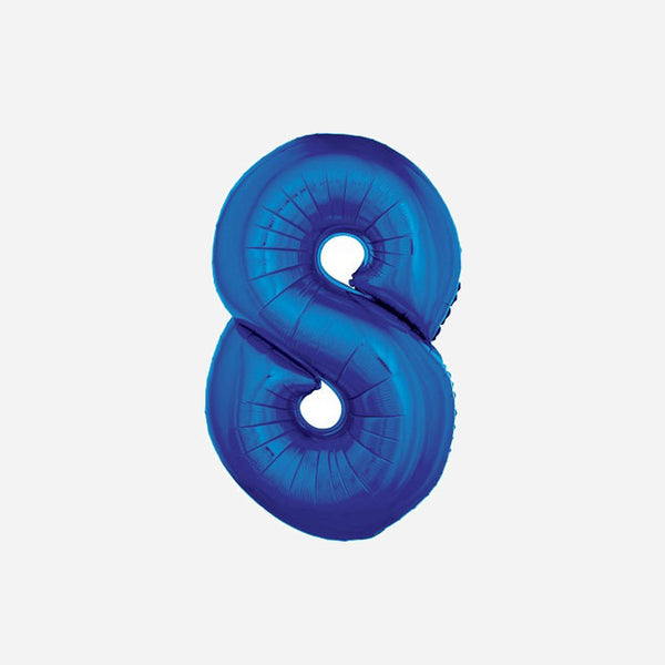 Ballon chiffre "8" en aluminium bleu 1 m