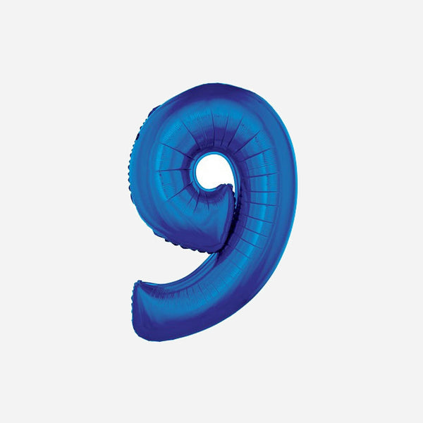Ballon chiffre "9" en aluminium bleu 1 m