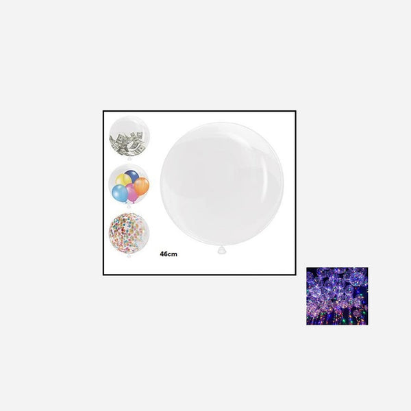 Ballon transparent à garnir ou pour guirlande LED's 46 cm