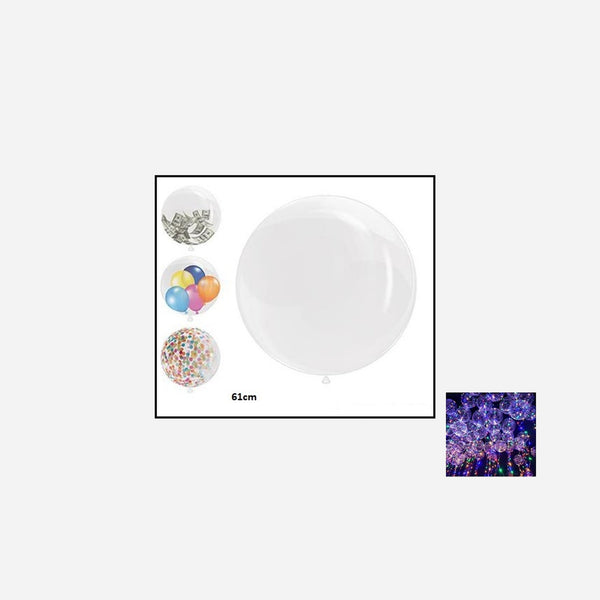 Ballon transparent à garnir ou pour guirlande LED 61 cm