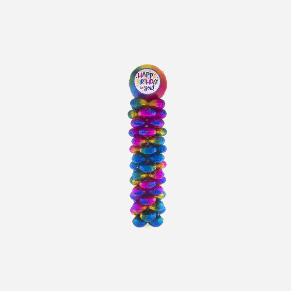 Kit support avec ballons aluminium motif happy birthday 1,6 m