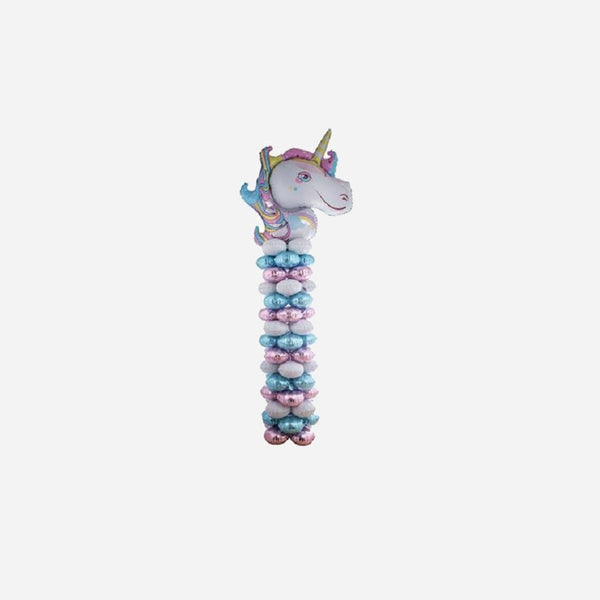 Kit support avec ballons aluminium motif licorne 1,6 m
