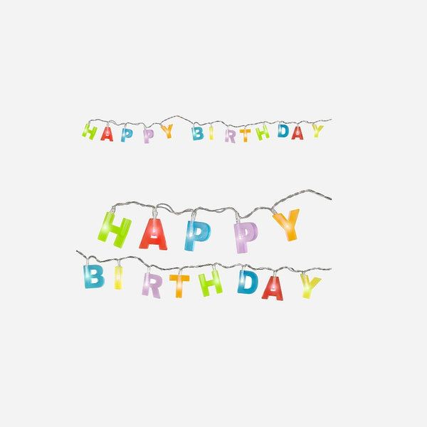 Guirlande lumineuse LED's Happy Birthday multicolore 1 m