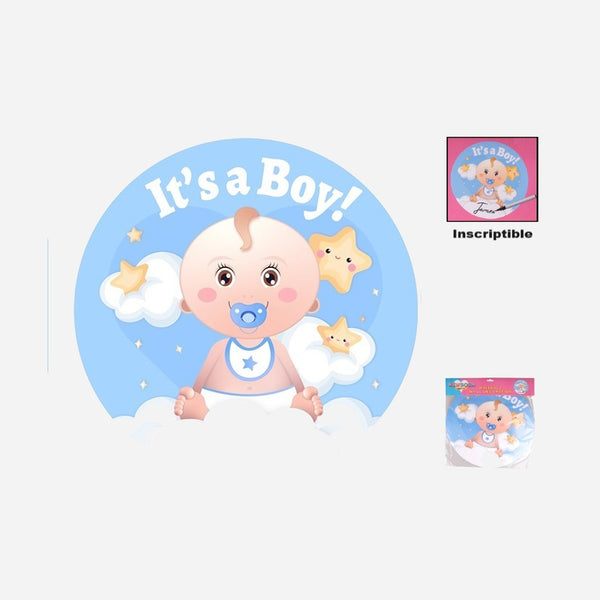 Décoration murale It's a Boy! inscriptible bleu 50 cm