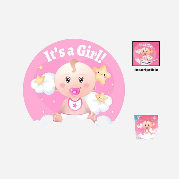 Décoration murale It's a Girl! inscriptible rose 50 cm