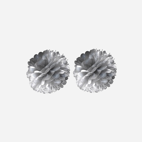Lot de 2 boules pompons métallisées 50 cm