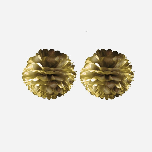 Lot de 2 boules pompons métallisées 50 cm