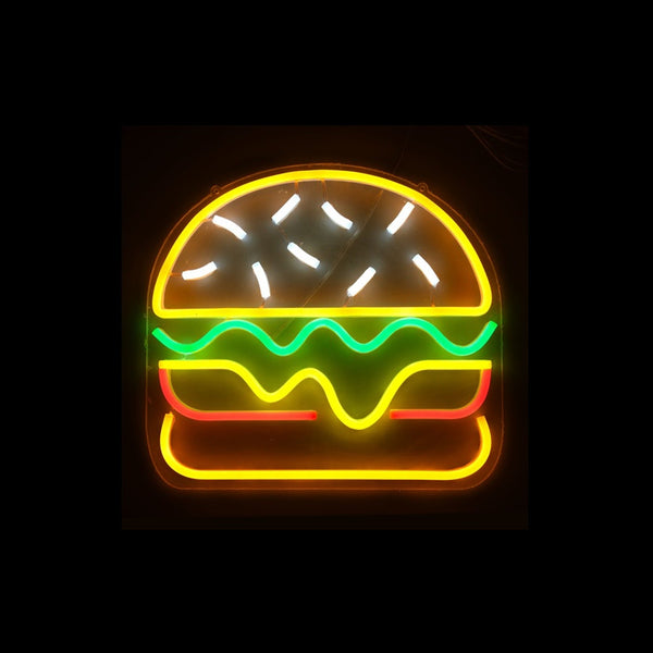 Décoration enseigne néon "Hamburger" lounge 220V 30 × 28 cm