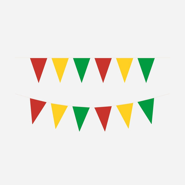 Guirlande 48 fanions rouge jaune vert 30 m