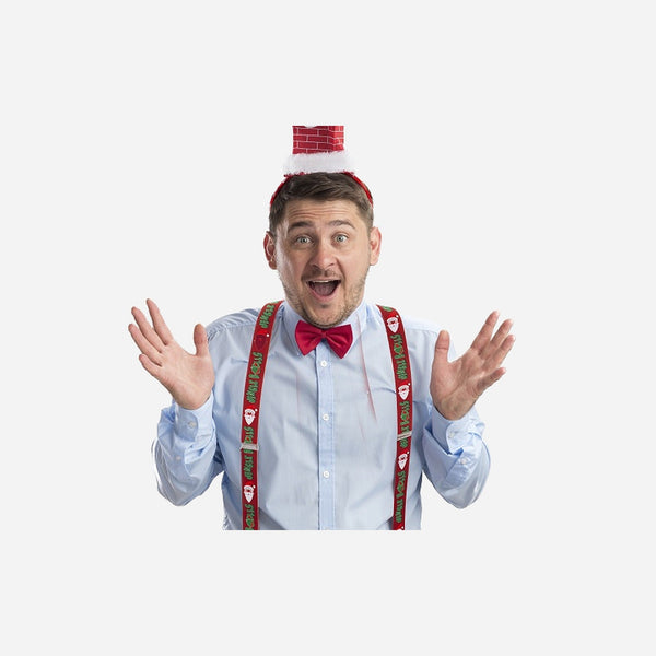 Paire de bretelles rouge motif Noël Jingle Bells