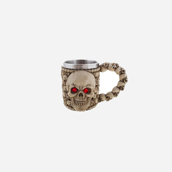 Chope de bière Tête de mort avec anse crânes 16 × 11 cm