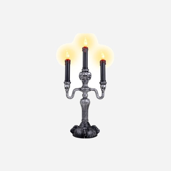 Chandelier lumineux crânes 3 LED's bougies 40 cm