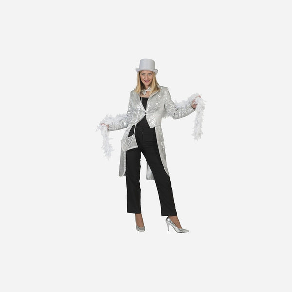 Veste queue de pie à sequins argent femme
