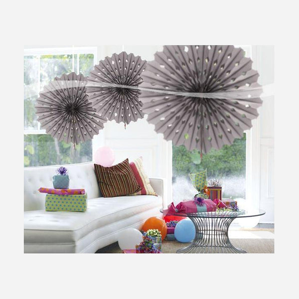 Décoration éventail argent 45 cm