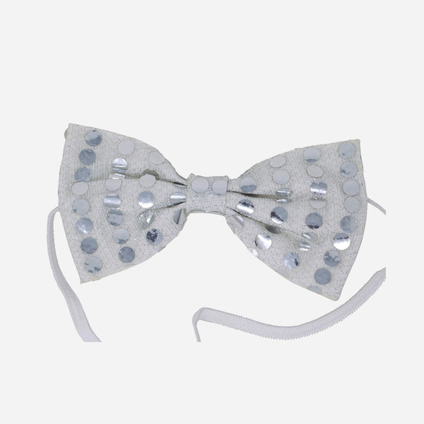 Noeud papillon à sequins argent 12 × 6 cm